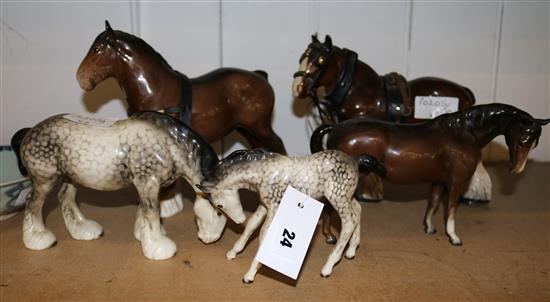 Beswick piebald horse & Beswick shire horse